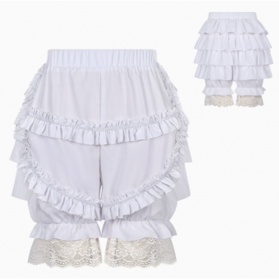 New lace casual Japanese style ruffled lantern high-waisted elastic pants for summer Lolita cosplay shorts