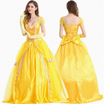 Halloween costume Belle princess dress, adult Beauty and the Beast Belle Snow White masquerade ball stage performance costume
