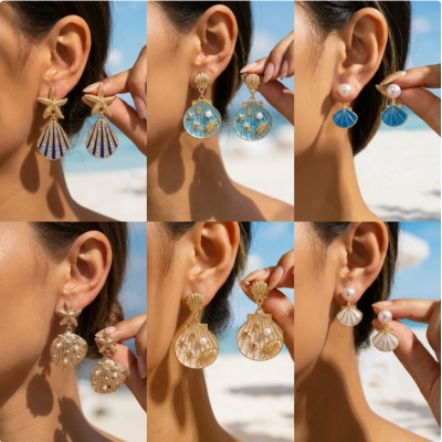 2026 New European and American Style Starfish Casual Fashion Earrings, Ocean Theme, Perfect for Summer Beach Vacations, Versatile Accessories