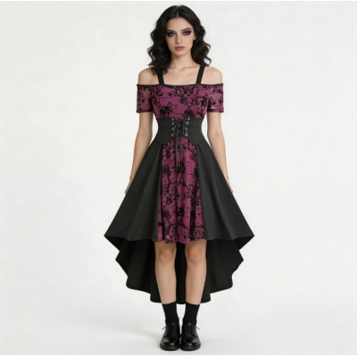 Medieval Gothic Retro Mermaid Maxi Dress Halloween Vampire Cosplay Dark Queen Gothic Dress