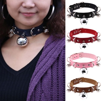 Europe and America Harajuku exaggerated sexy PU leather collar explosion models personality bell neck chain neckband clavicle necklace