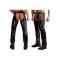 New European and American sexy men's sexy open crotch leather pants pu leather open crotch long pants nightclub stage DS performance