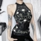 Summer 2024 new small vest European and American style new Chinese -style velvet lace lace hanging neck top girl