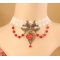 Retro Gothic white lace necklace crystal collarchain flower neck trimnaire