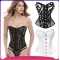 European and American style breast-binding underwear manufacturer, black printed mesh sexy shapewear, tummy control, waist-cinching, court-style corset