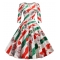 New Christmas Hot Selling Mid-Sleeve Elegant Retro Print A-Line Maxi Dress