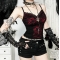 Dark Gothic Style Slim Lace Splicing Suspenders 2025 New Sexy Hot Girl Vest Tops for Women