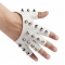 Half Finger Gloves Men and Women Punk Street Dance Rivet Half Finger Leather Gloves Fingerless Stage Performance Breakdance Gloves (8cm Women)