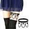 Harajuku Gothic punk style fashion black bell chain leather leg ring foot ring personality versatile elastic garter