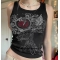 Autumn and winter sexy personality pattern street hot diamond printing tight round neck vest sports top