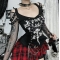 Dark Gothic Style Slim Bat Print Fishnet Top 2025 Fashion Street All-match Tops for Women