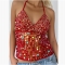 2025 Summer European and American Women's Dopamine Suspender Sequin Sexy Deep V Suspender Top