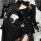Dark Summer 2025 Halloween Dark Style Temperament Sexy Slim Lace Cardigan Tops for Women