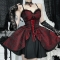 Dark red rose jacquard suspender skirt 2025 new gothic style black and red jacquard dress for women