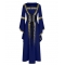 2025 European and American medieval retro hooded dress square neck tie trumpet sleeves big swing skirt