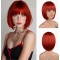 Bob short straight hair red wig with bangs, synthetic fiber heat-resistant red wig, 12 inches, everyday style.
