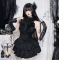 Dark retro high-neck sleeveless cake dress, 2026 new gothic style slim-fit punk short skirt for women.
