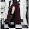 Dark-themed low-waisted high-slit plaid midi skirt, 2026 new gothic style sexy maxi skirt for women.