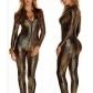 M-XL,Club DS suit Female pole dance conjoined furs Snake skin tight uniform zipper temptation