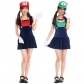 Red and green plumber Mario game Super Mario cartoon clothing suits