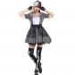 Classic black and white plaid dress maid uniforms zombie clown suit Halloween costume party