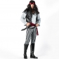 2018 new Halloween men's black and white striped cosplay pirate costume male pirate costume Jack Captain dress up costume
