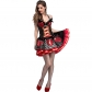 2018 new Halloween costume sequins red heart queen checkerboard clown fairy tale queen show