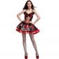 2018 new Halloween costume sequins red heart queen checkerboard clown fairy tale queen show