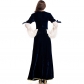 2018 Party Carnival Cos Costume Medieval Dark Blue Court Dress Queen Stage Performance Costume