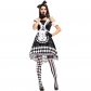 2018 new Halloween black and white plaid Alice clock stage costume Cosplay circus clown pettiskirt