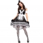 2018 new Halloween black and white plaid Alice clock stage costume Cosplay circus clown pettiskirt