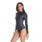 2019 summer long-sleeved one-piece swimsuit female sports indoor swimsuit 3D printing explosions fish scales