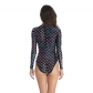 2019 summer long-sleeved one-piece swimsuit female sports indoor swimsuit 3D printing explosions fish scales