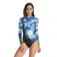 2019 European and American explosion models ladies van Gogh starry art painting digital printing adult conservative one-piece swimsuit