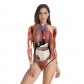 2019 Halloween night explosion party performance party party tissue print one-piece triangle swimsuit