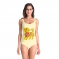 2019 new print 12 Zodiac yellow puppy figure swimsuit simple conjoined hot spring swimming dress