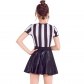 Striped female referee clothing sexy football female referee clothing stage costumes patent leather referee dress