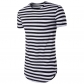 Summer street hip hop men's striped T-shirt round neck round hem striped short-sleeved shirt