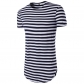 Summer street hip hop men's striped T-shirt round neck round hem striped short-sleeved shirt