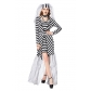 2019 new black and white striped prisoner prison bride costume DS stage personality catwalk T stage costume