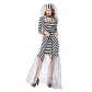 2019 new black and white striped prisoner prison bride costume DS stage personality catwalk T stage costume