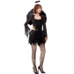 Halloween cosplay adult angel and demon black evil fallen angel mesh dress with wings