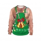 Hot Christmas Festival Spoof Open Belly Belly 3D Digital Print Round Neck Turtleneck Couple Sweater