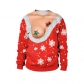 Hot Christmas Festival Spoof Open Belly Belly 3D Digital Print Round Neck Turtleneck Couple Sweater