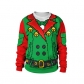 Hot Christmas Festival Spoof Open Belly Belly 3D Digital Print Round Neck Turtleneck Couple Sweater