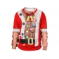 Hot Christmas Festival Spoof Open Belly Belly 3D Digital Print Round Neck Turtleneck Couple Sweater