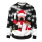 2019 autumn and winter Europe and the new Christmas explosions holiday party 3D digital printing round neck long-sleeved couple sweater