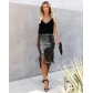 European and American women's autumn new sequins high waist fringed skirt skirt