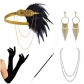 Hot bachelor party retro feather hairband set headgear necklace earring gloves smoke rod