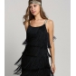 2019chic style stitching fringed sleeveless A-line skirt dress female 3 colors 5 sizes